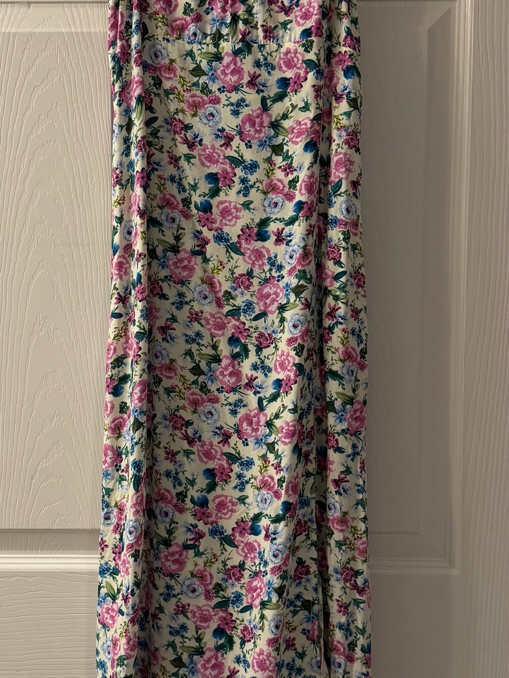NWT ZARA Floral Maxi Dress Cottagecore Slit Pink Blue Strappy Sz Medium